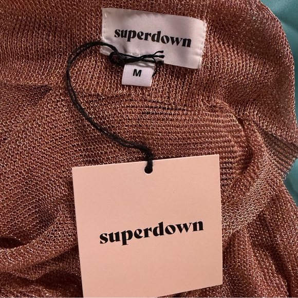 NWT Superdown Brina rose gold mini dress knit sheer halter Revolve M -  mordernwear.com
